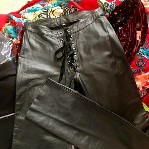 Lace Up Leather Pants